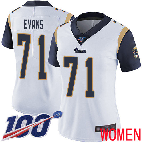 Los Angeles Rams Limited White Women Bobby Evans Road Jersey NFL Football #71 100th Season Vapor Untouchable->los angeles rams->NFL Jersey